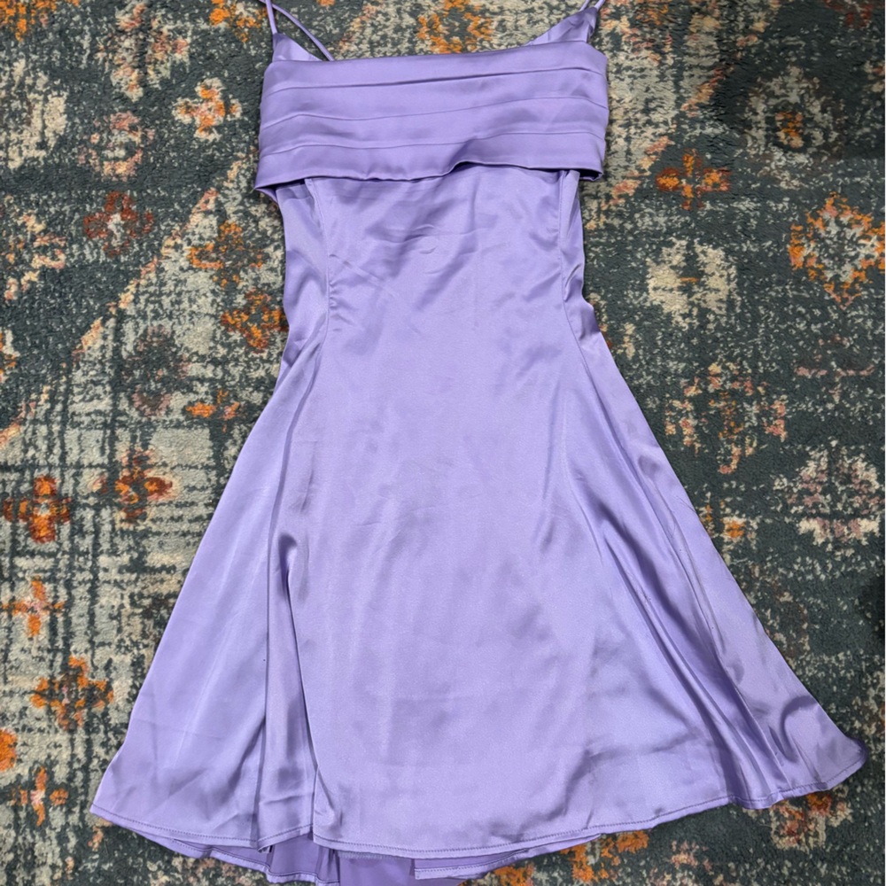 Lucy in the Sky Lavender Satin Fit-and-Flare Dress